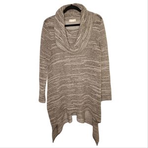 Altar'd State Semi Sheer Cowl Neck Tunic Sweater with Side Slits